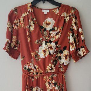 Fall Floral Hi Lo Wrap Dress